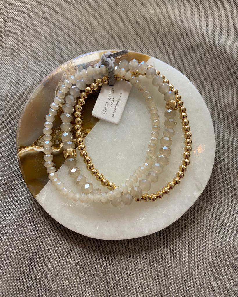 Lindi Kingi Beaded Bracelet Set - Smoke and Gold