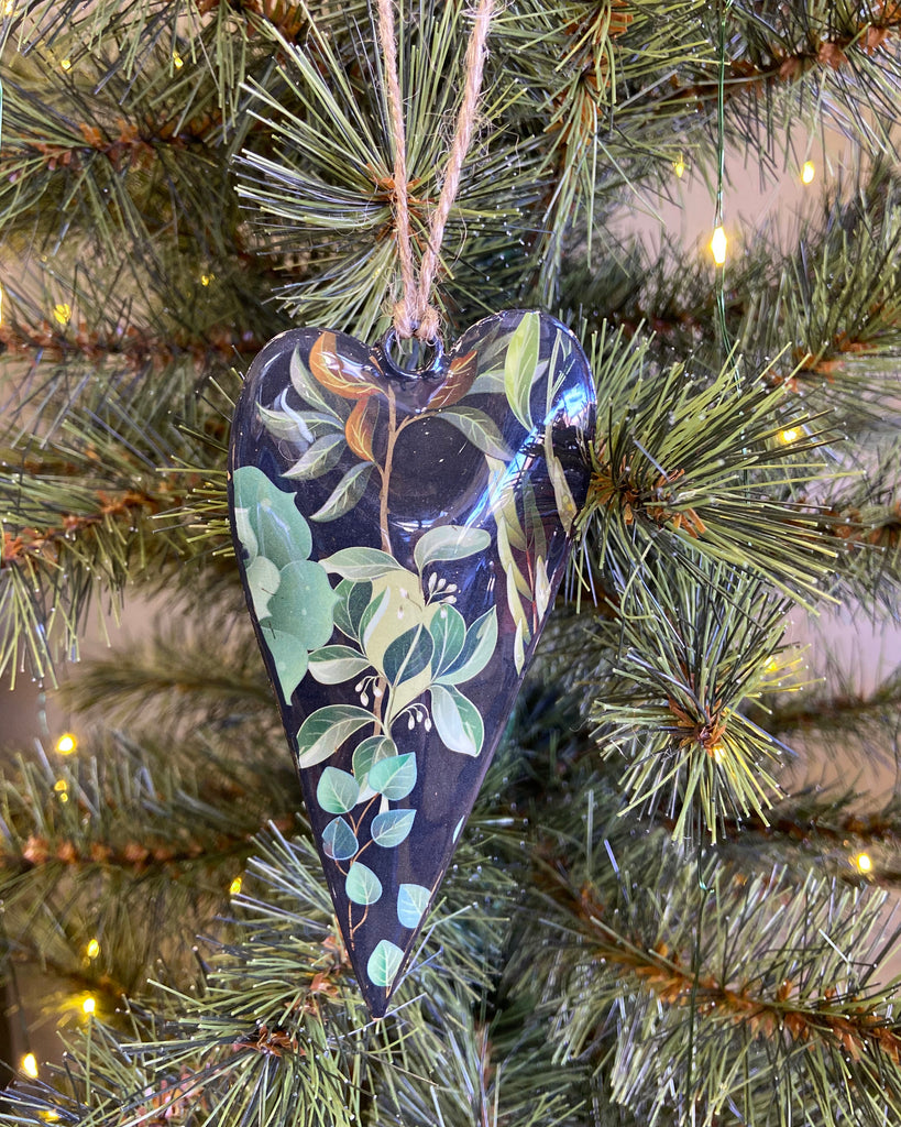 Hanging Heart Christmas Decoration - navy