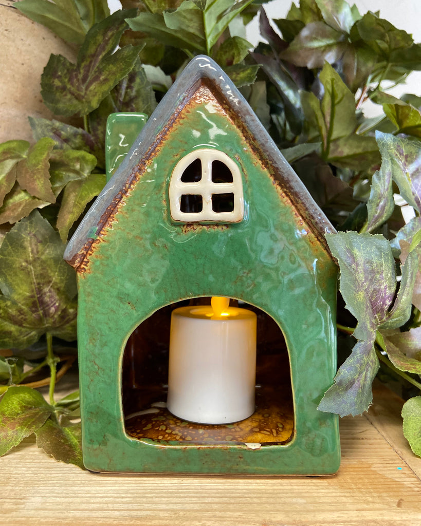 French Country Collections Alsace Tea Light Barn - Green
