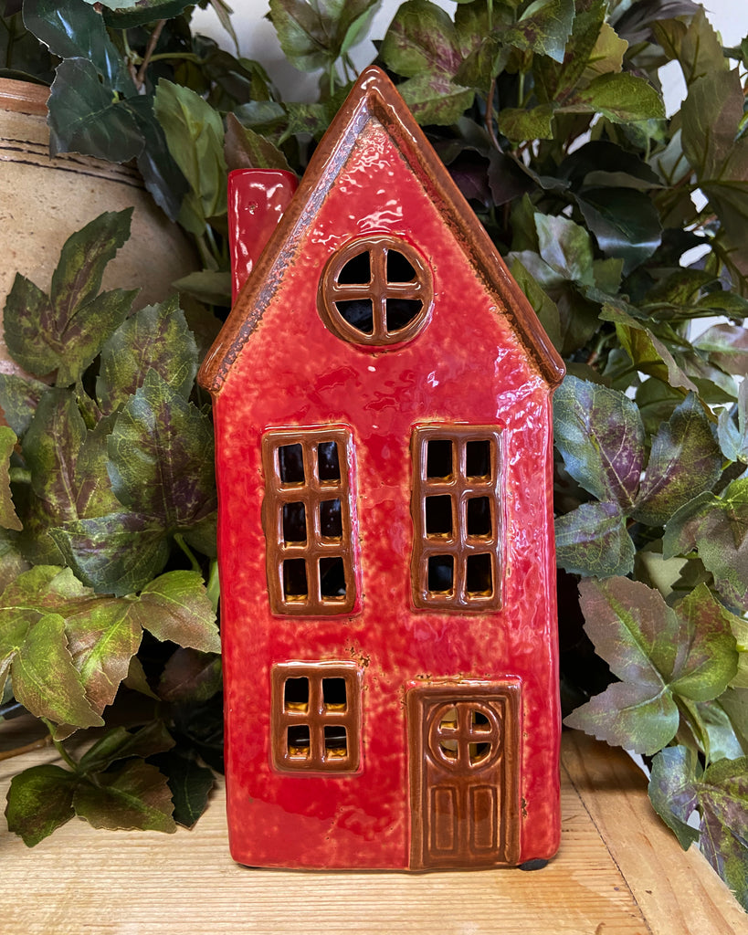 French Country Collections Alsace Tea Light Barn - Red
