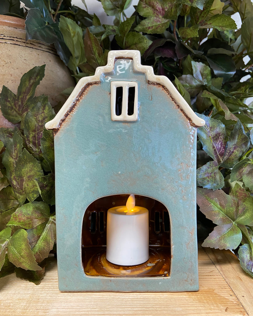French Country Collections Alsace Tea Light House with Shutters - Blue