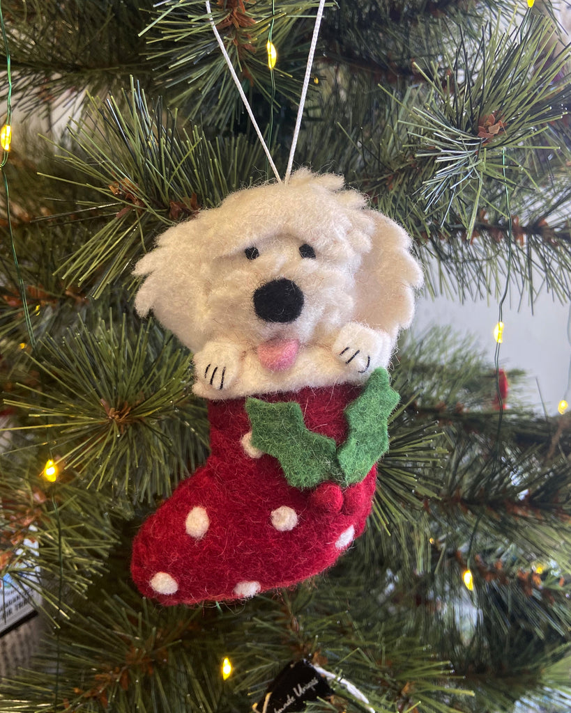 Pashom Felted Wool Christmas Decoration - Christmas Cavoodle
