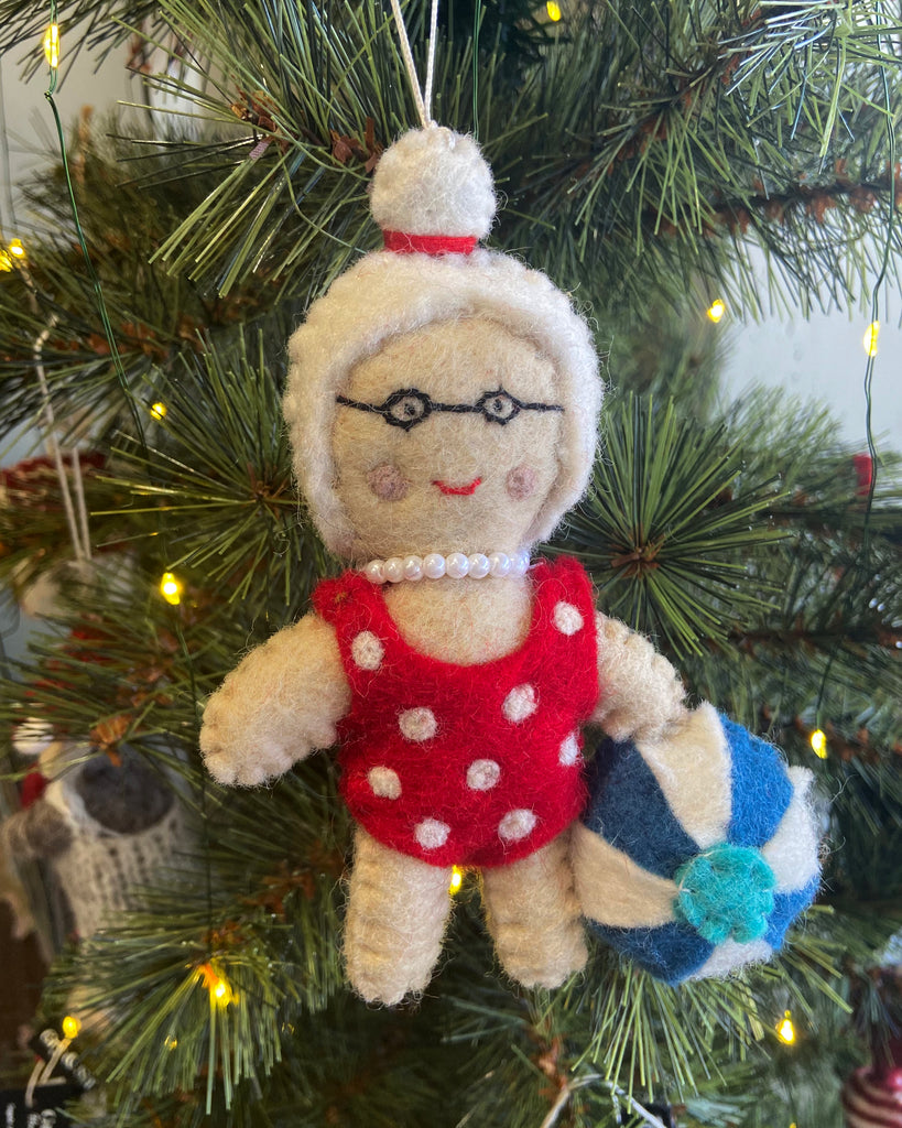 Pashom Felted Wool Christmas Decoration - Mrs Claus