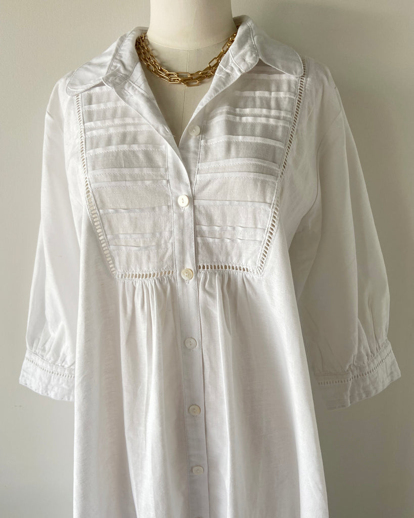 Alice & Lily White Linen Cotton Shirt Dress