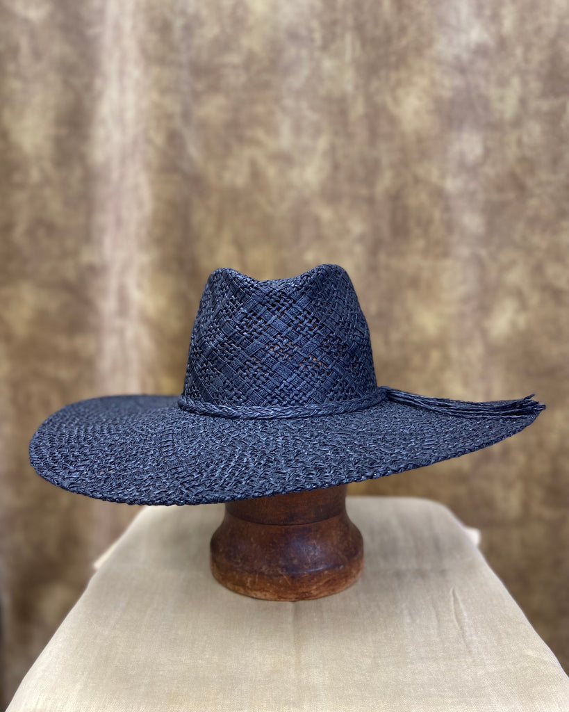 Wide Brim Panama Hat - black