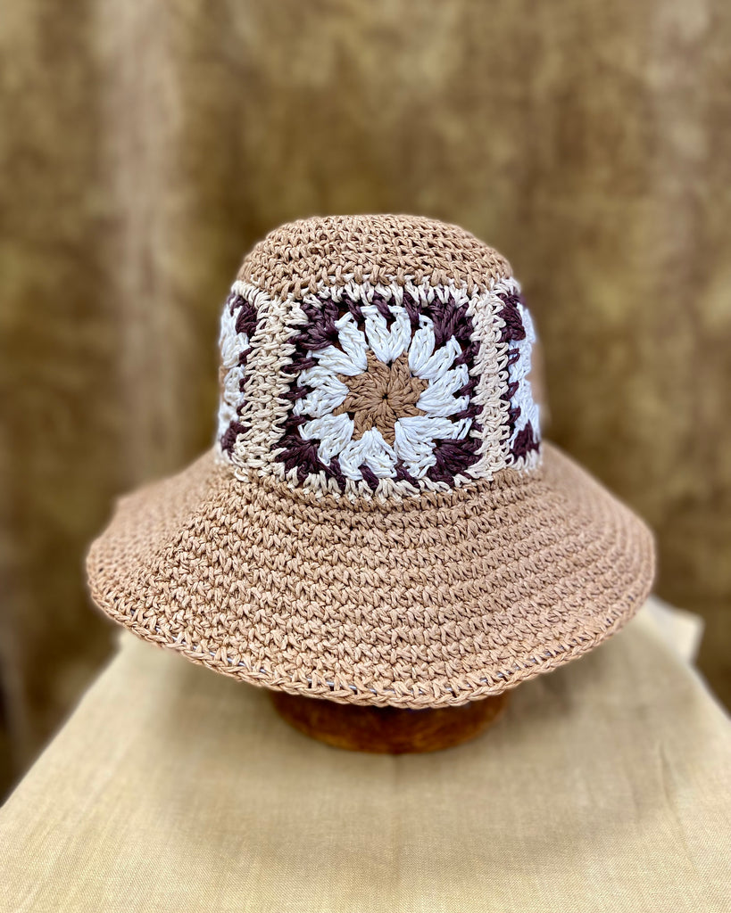 Summer Hat - floral beige