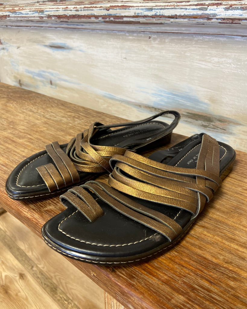 Donald J Pliner Slingback Leather Sandals - Metalic Bronze