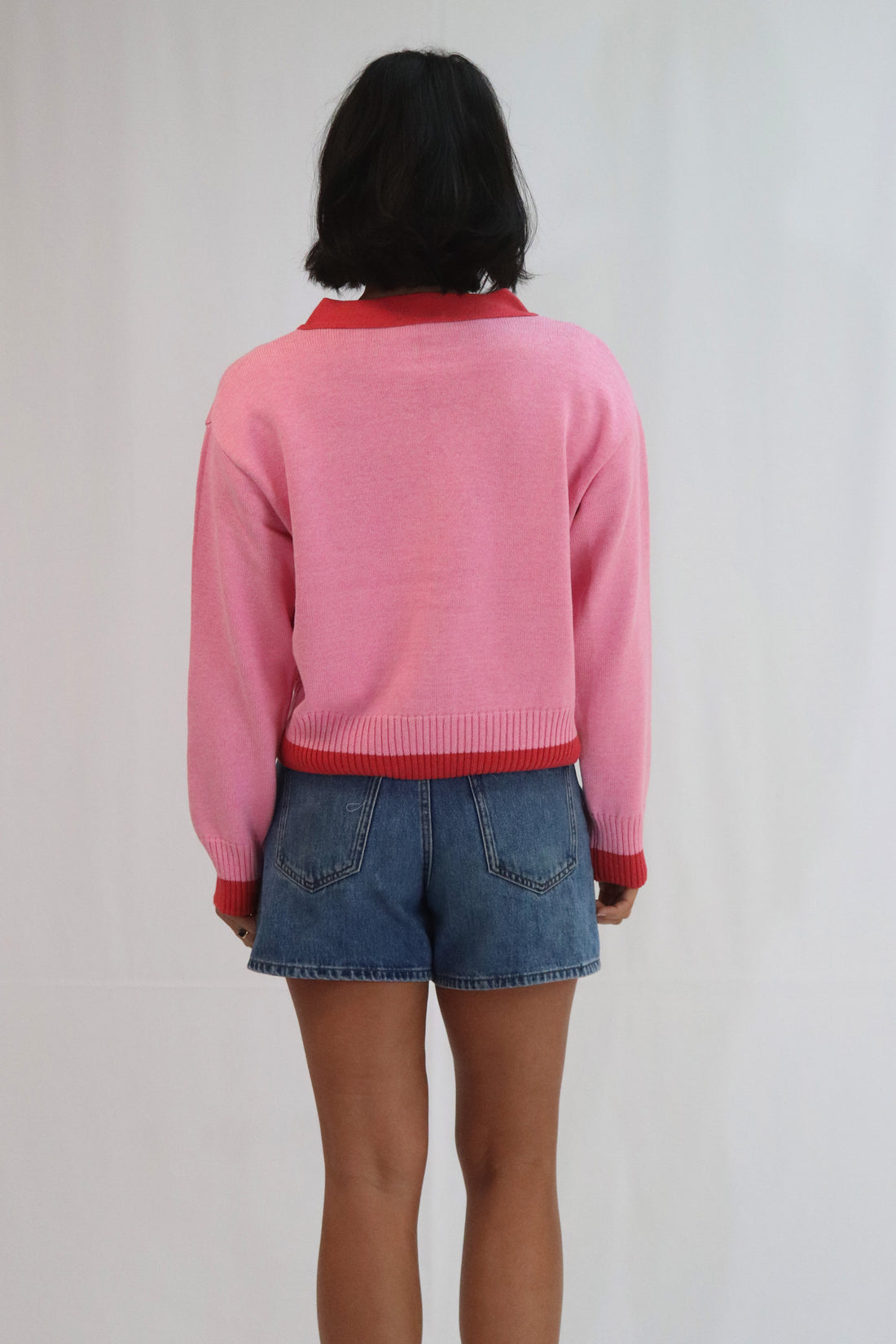 Tatano Contrast Cardi - Peony/Rose