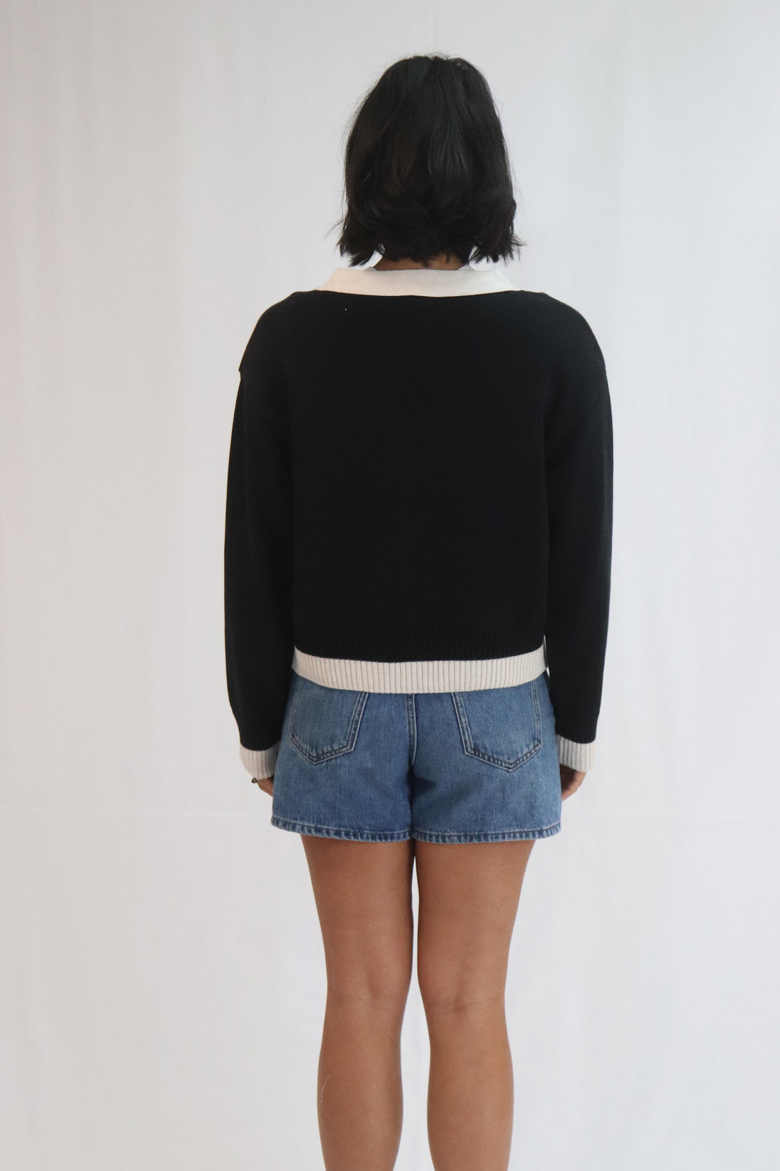 Tatano Contrast Cardi - Black/Sand