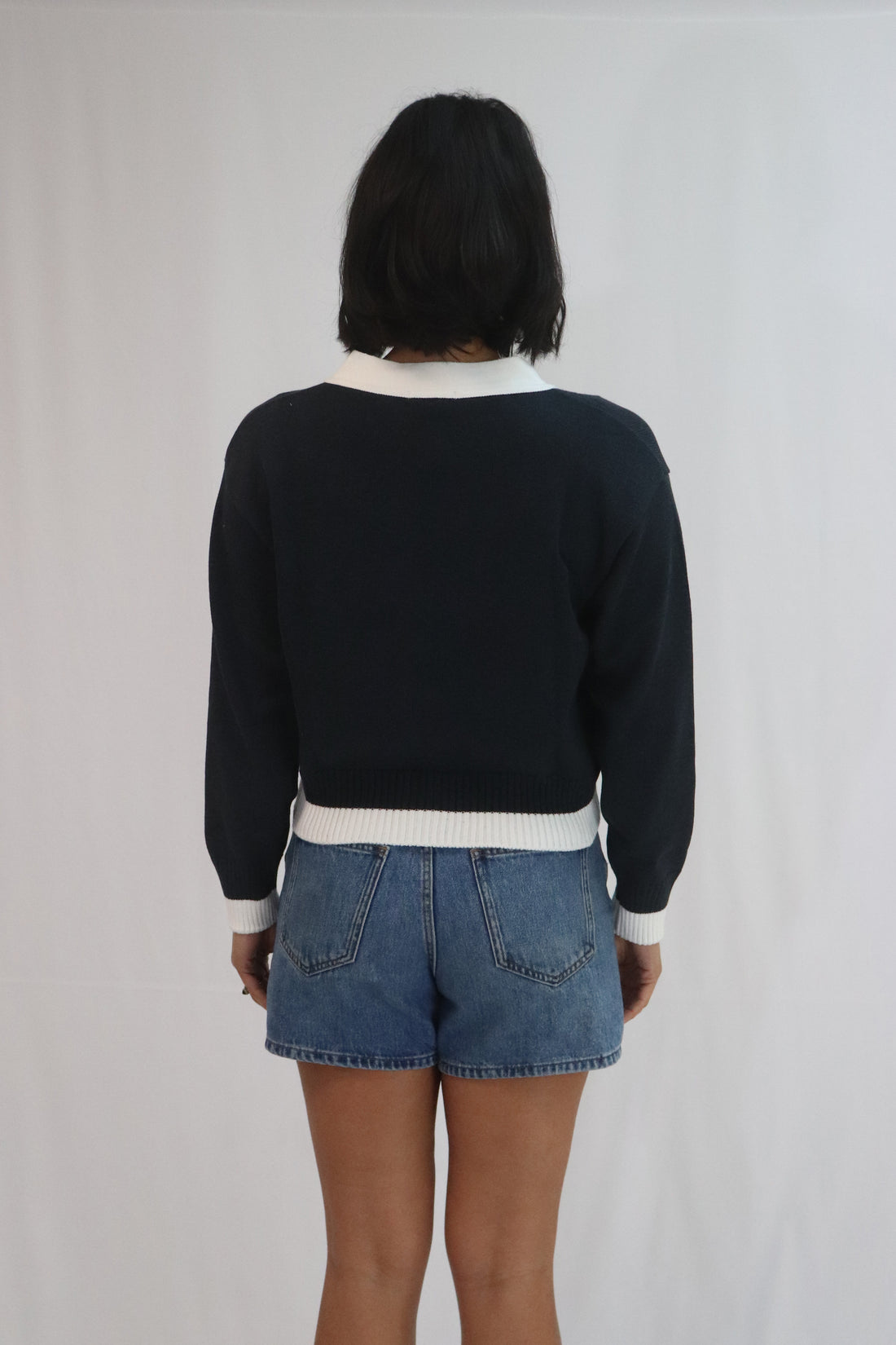 Tatano Contrast Cardi - Ink/White