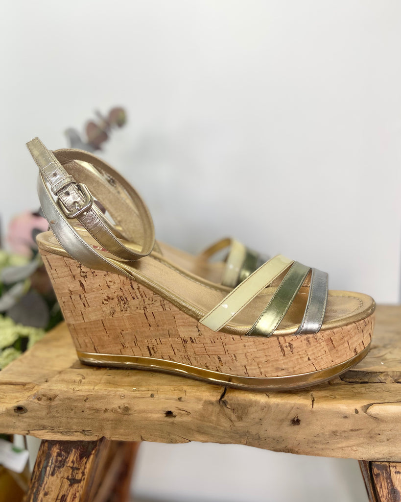 Prada Wedge Sandals- gold