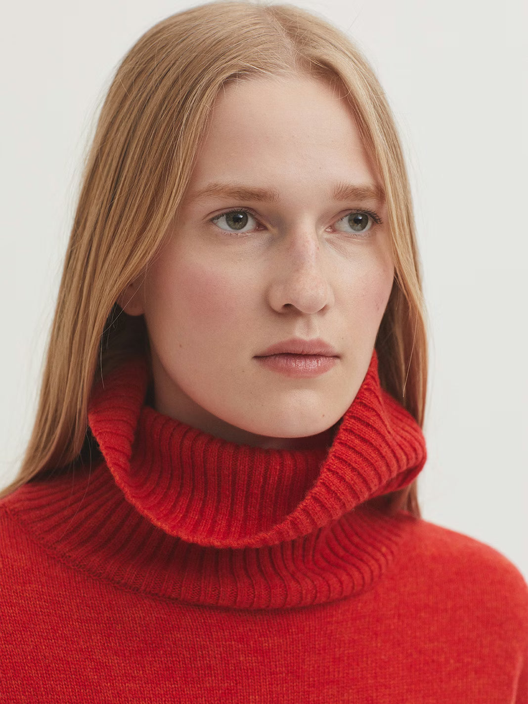 Wool Roll Neck Jumper - Red Orange