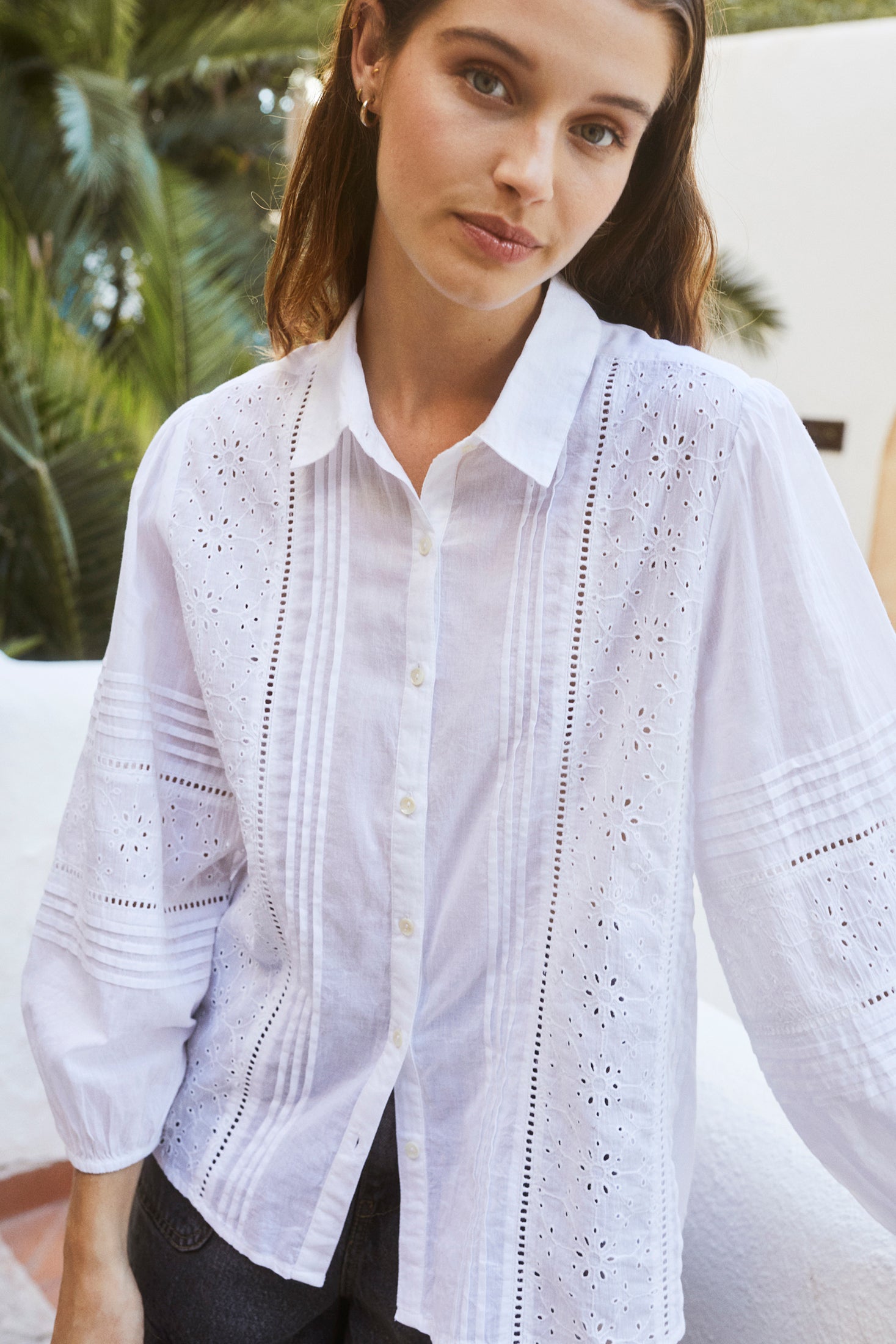 Indi &amp; Cold Embroidered Voile Shirt Blanco
