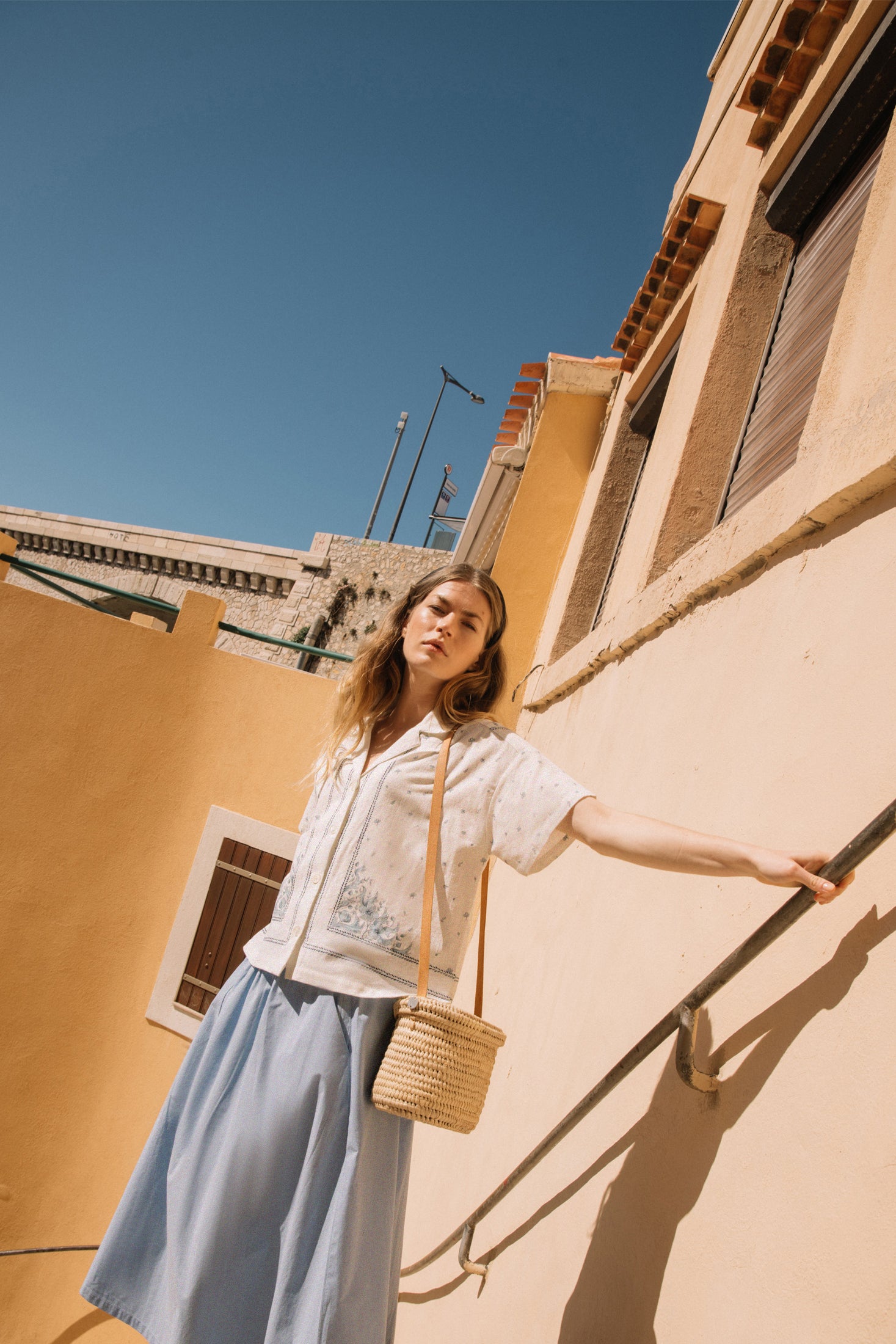 Indi &amp; Cold Poplin Midi Skirt Cielo