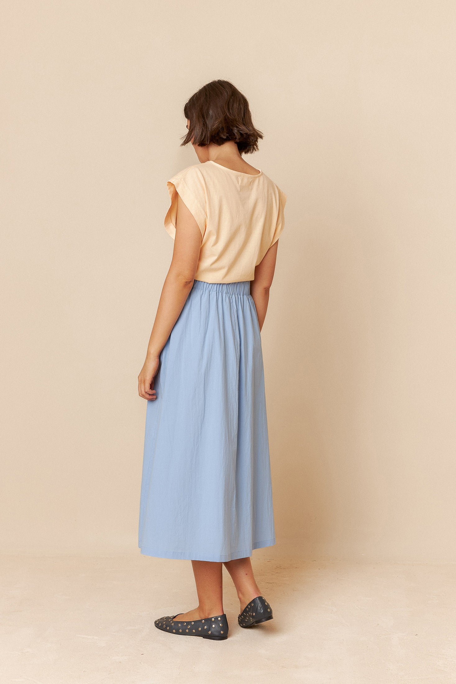 Indi &amp; Cold Poplin Midi Skirt Cielo