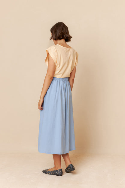 Indi &amp; Cold Poplin Midi Skirt Cielo