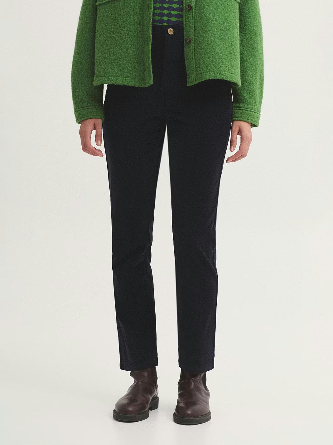 Five-Pocket Micro Corduroy Trousers - Navy