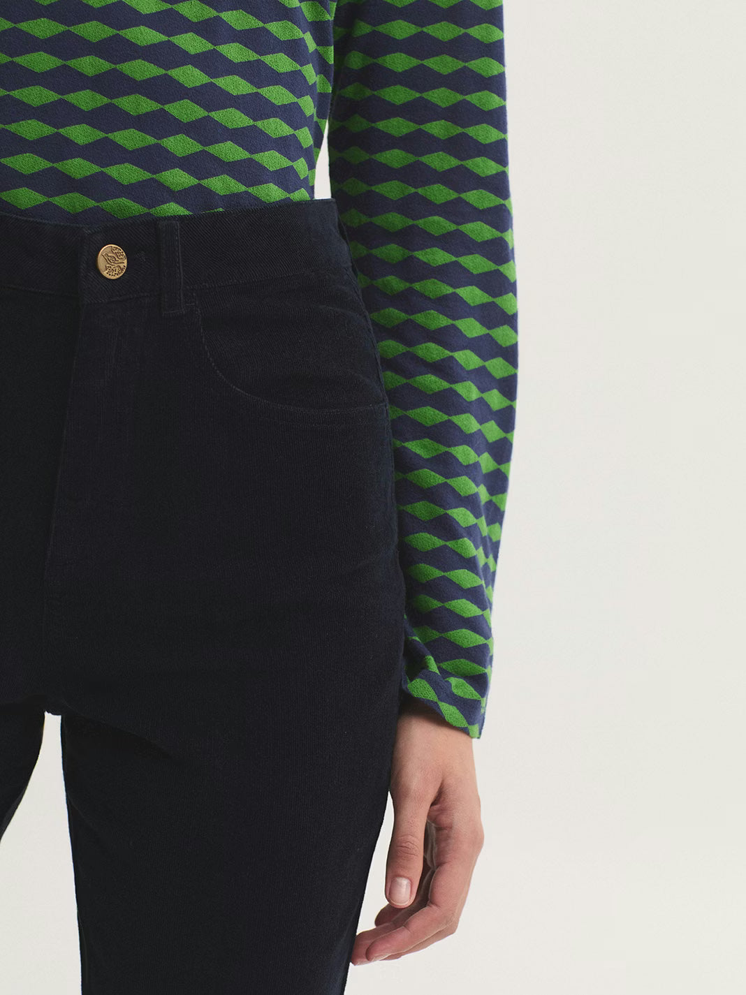 Five-Pocket Micro Corduroy Trousers - Navy