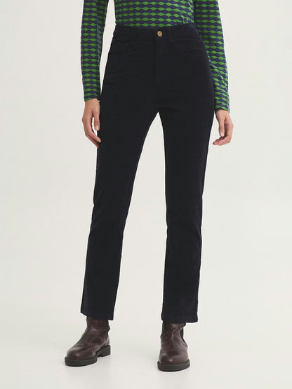 Five-Pocket Micro Corduroy Trousers - Navy