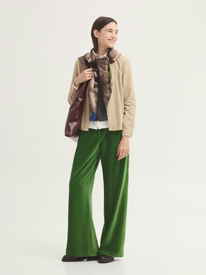 Darted Stretch Micro Corduroy Trousers - Kiwi Green