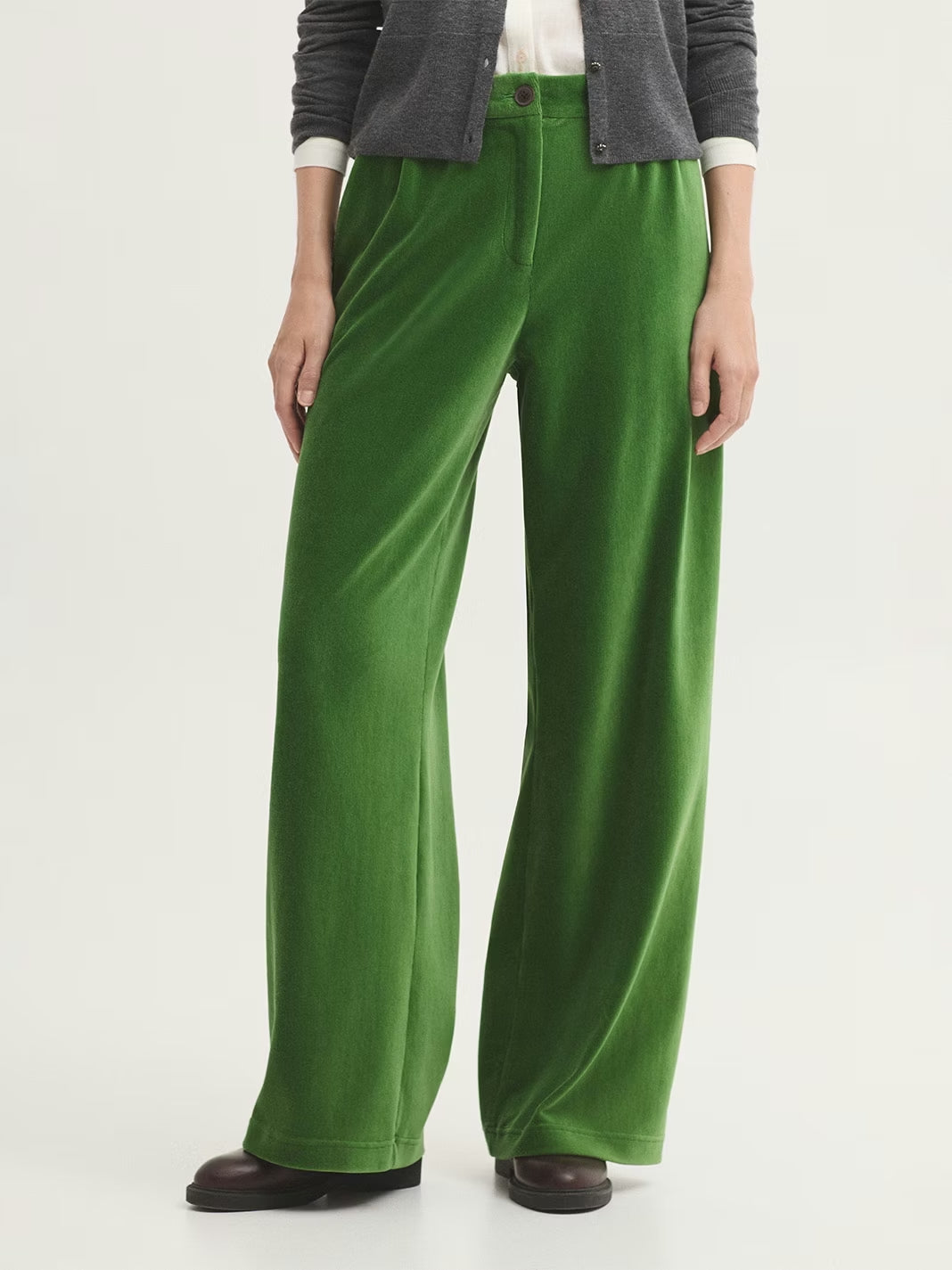 Darted Stretch Micro Corduroy Trousers - Kiwi Green