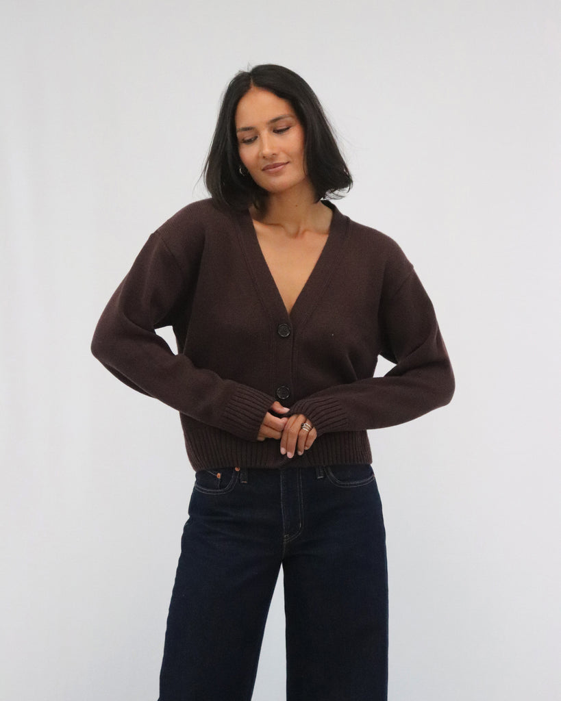 Tatāno Phoebe Cardigan- Chocolate Brown