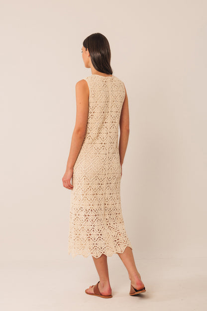 Indi &amp; Cold Crochet Midi Dress Crudo
