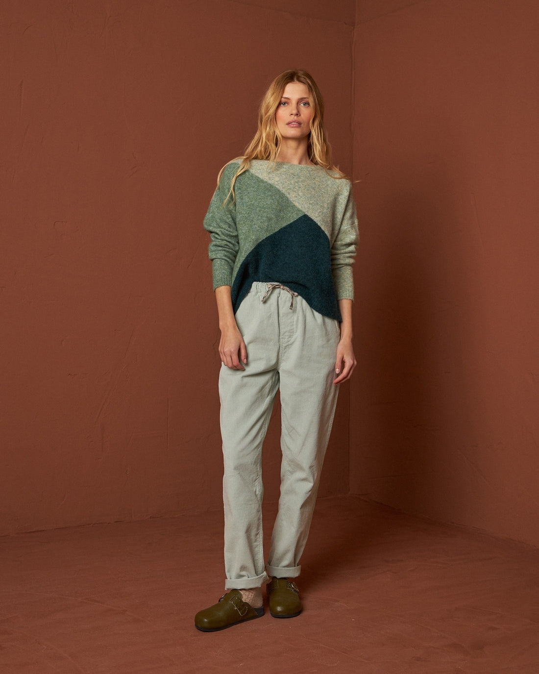 Ind &amp; ColdWool Sweater with Color Intarsia