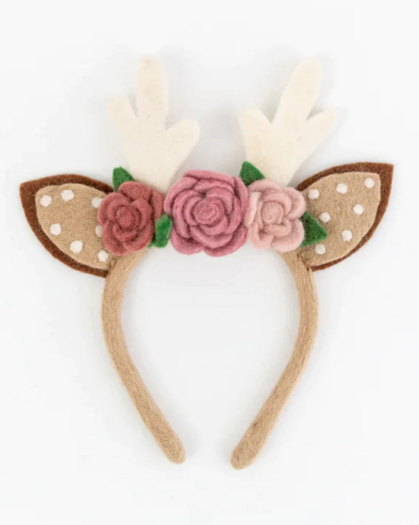 Pashom Felt Headband Reindeer Flowers