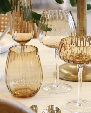 CC Interiors Casablanca Wine Glasses set of 4 - amber
