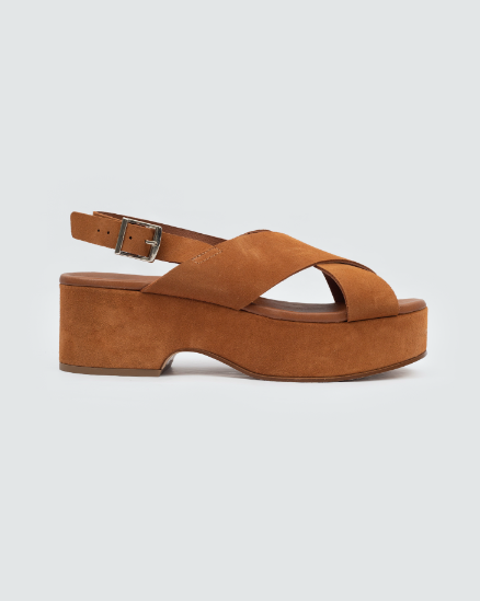 Nice Things Paloma S. Leather Platform Sandals- cinnamon