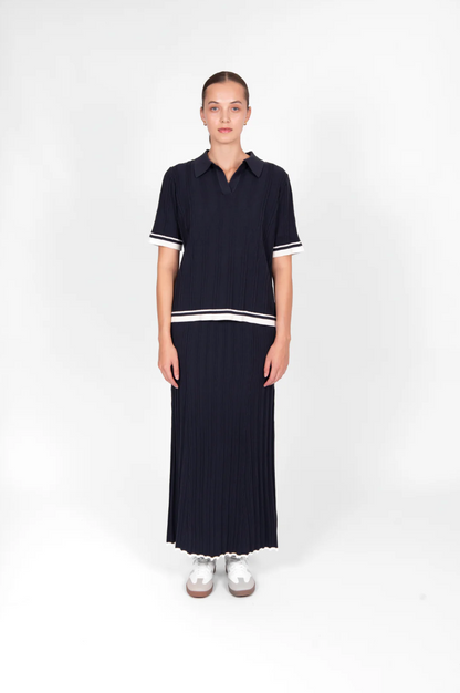 Skirt with Tipping - Navy/Cream