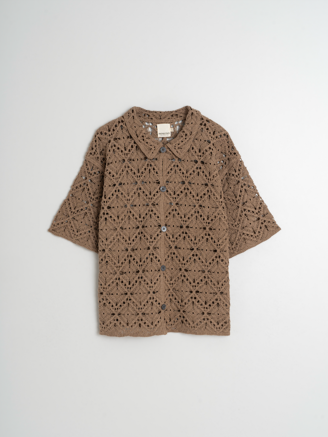 Indi and Cold Short Sleeve Crochet Shirt Topo