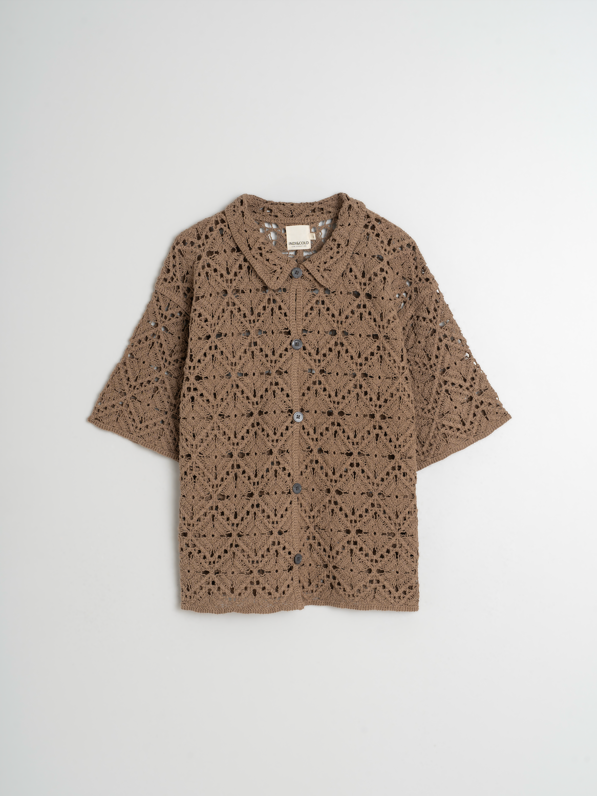 Indi and Cold Short Sleeve Crochet Shirt Topo