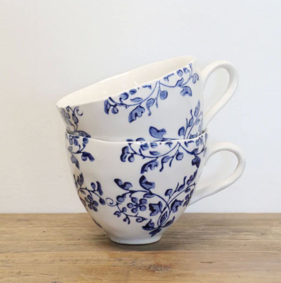 CC Interiors Florentine Bleu Handpainted Cup - Blue