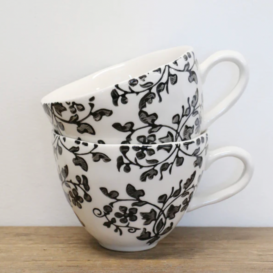 CC Interiors Florentine Noir Handpainted Cup - Black