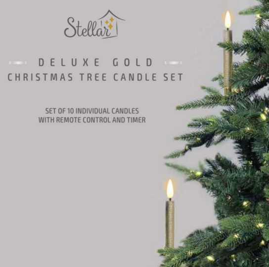 NEW 2025 Gold Deluxe 10pcs Christmas Tree Candle Set