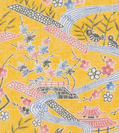 Orient Yellow Ryukyu Bingata Face Cloth