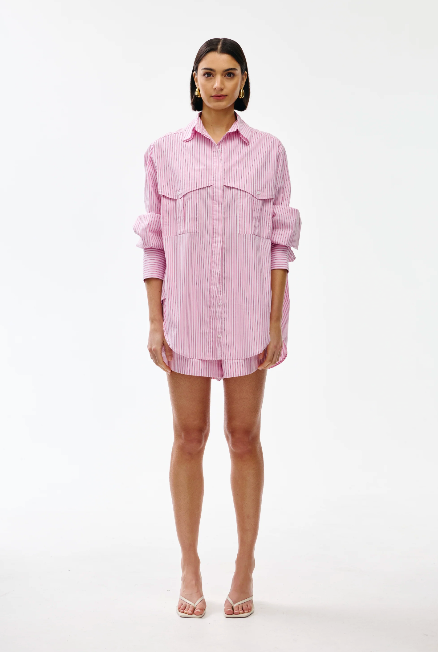 Kinney Riley Shirt Pink Pinstripe