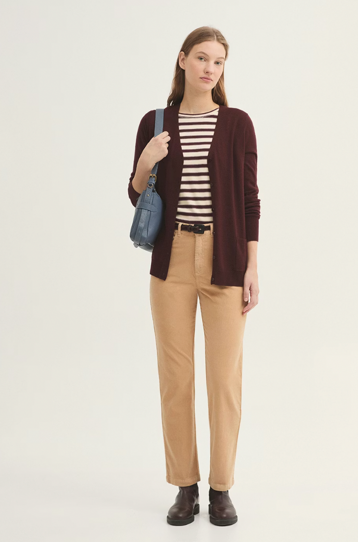 Five-Pocket Micro Corduroy Trousers - Terracotta Ecru