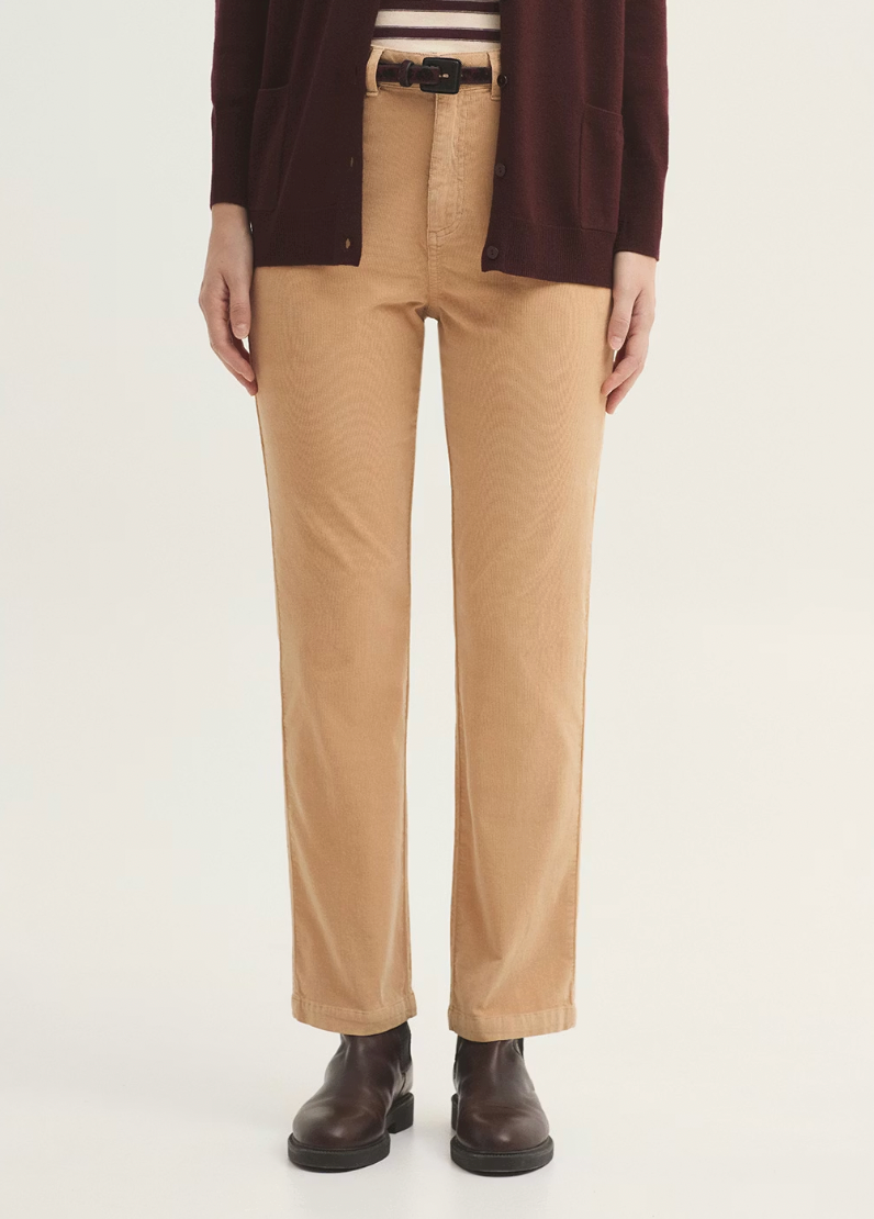 Five-Pocket Micro Corduroy Trousers - Terracotta Ecru