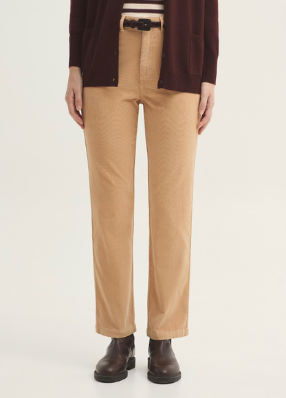Five-Pocket Micro Corduroy Trousers - Terracotta Ecru
