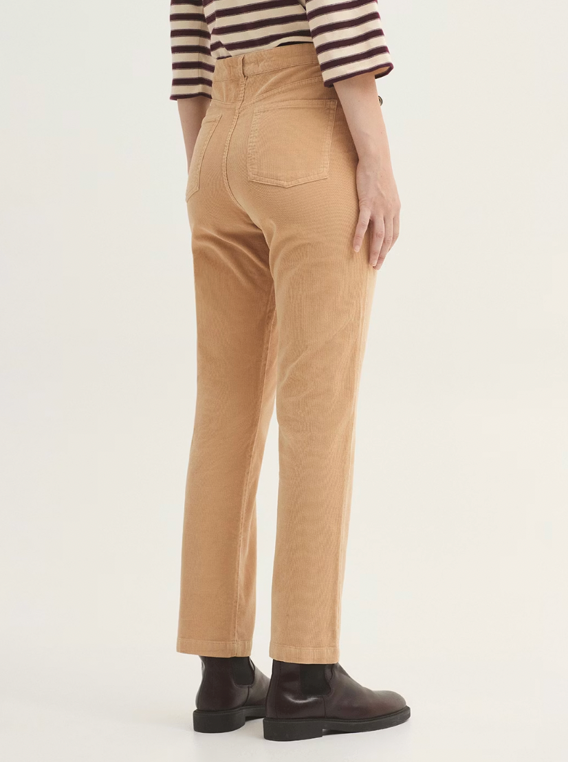 Five-Pocket Micro Corduroy Trousers - Terracotta Ecru