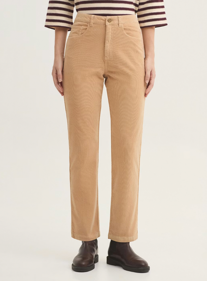 Five-Pocket Micro Corduroy Trousers - Terracotta Ecru