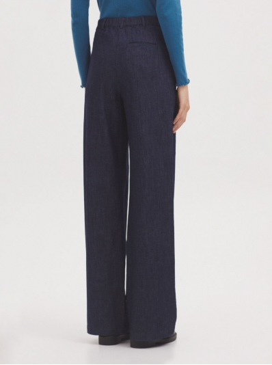 Blue Denim Pleat Pants - Denim