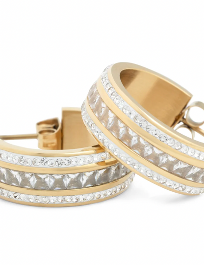 A&amp;C OSLO EARRINGS STEEL CREOL CRYSTAL