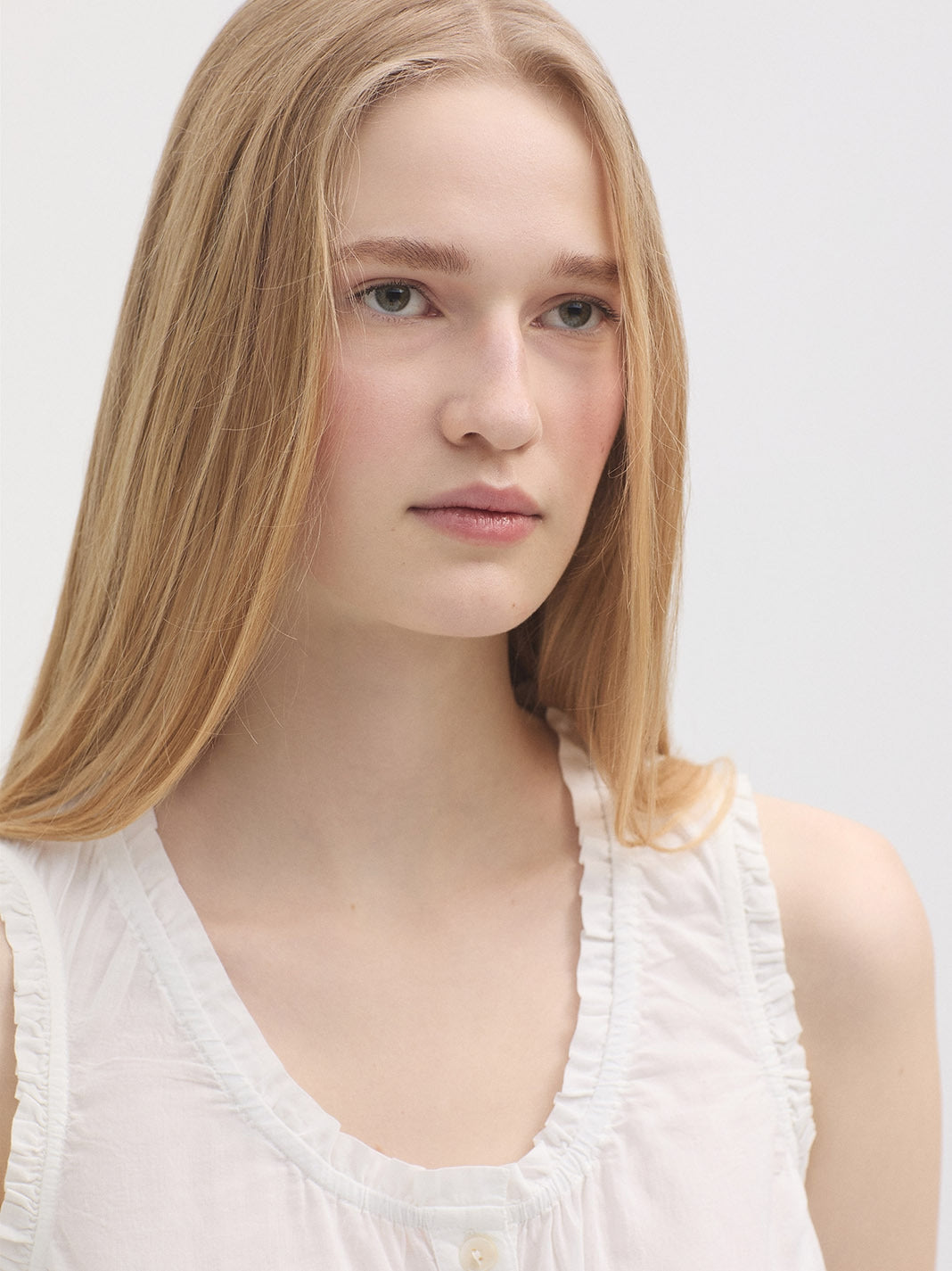 Ruffled Voile Top - White
