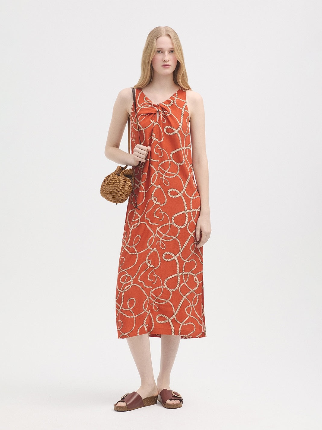 Anchor Ropes Long Dress - Chestnut