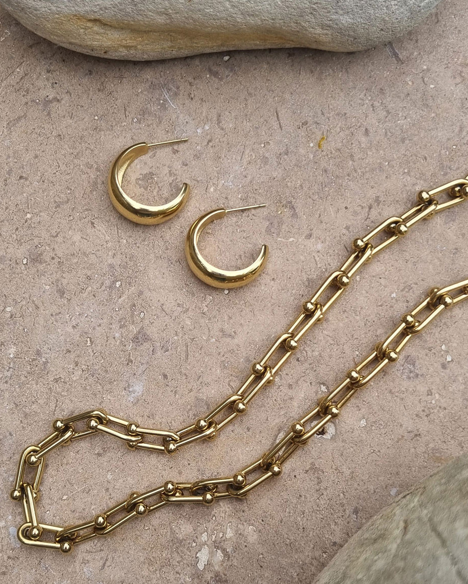 A&amp;C Oslo Pure Steel Necklace- gold link