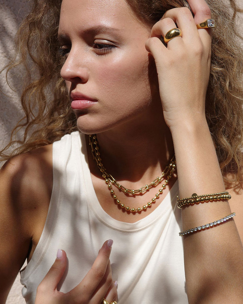 A&C Oslo Pure Steel Necklace- gold link